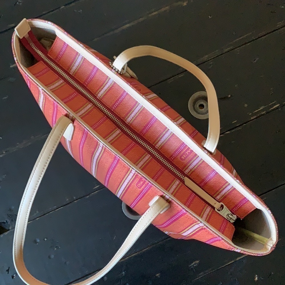 Coach Legacy Weekend Ticking Stripe PVC Zip Tote - Picture 10 of 16